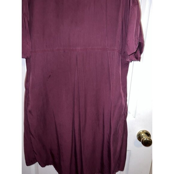 UNIVERSAL THREAD Burgundy Lyocell Short Sleeve V-Neck Shirt Dress Sz XL - Picture 10 of 13